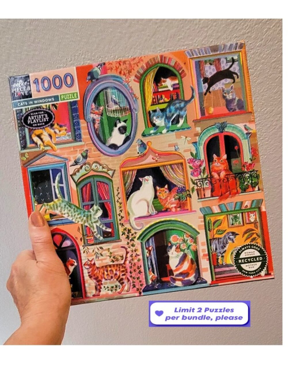 NEW eeBoo CATS IN WINDOWS Jigsaw Puzzle 1000 pieces